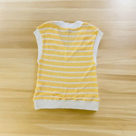 Zara Women Yellow Striped Vest Sleeveless V-Neck Pullover Sweater Size S - Picture 2 of 7
